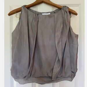 Nina Ricci Silk Sleeveless Blouse Beige Grey Taupe Size 8 Small-Medium